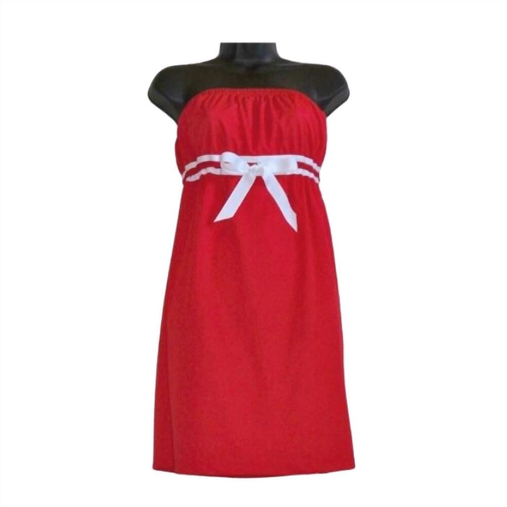 NEW GLITTER GEAR solid strapless dress in red/white
